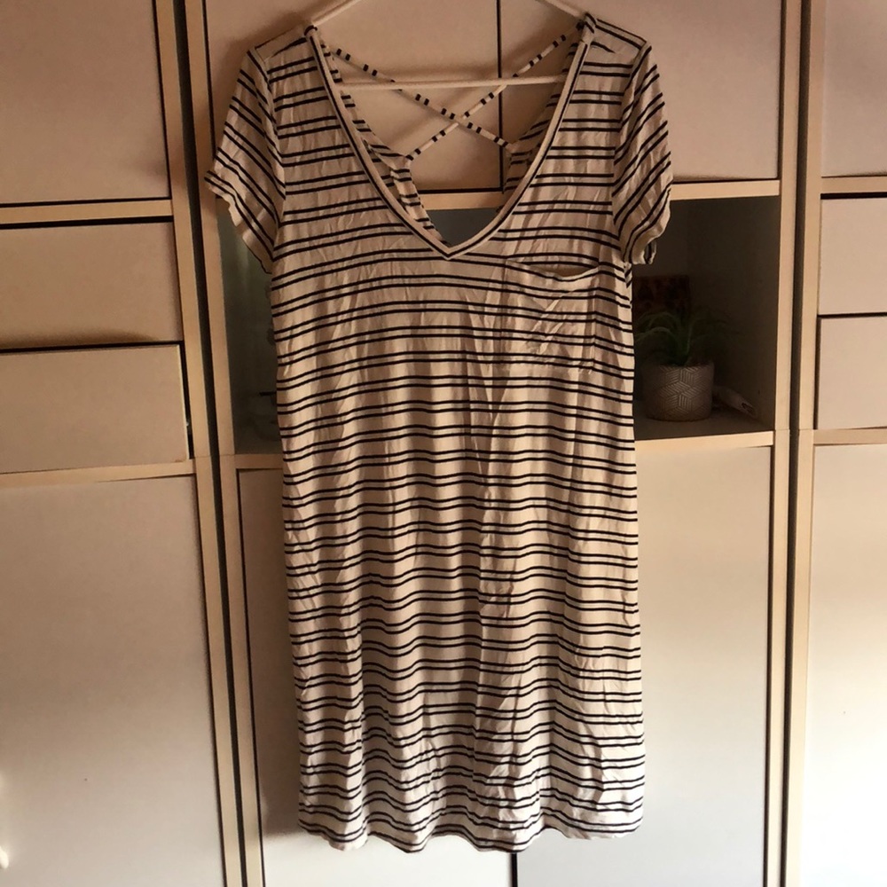 Black and white striped dress